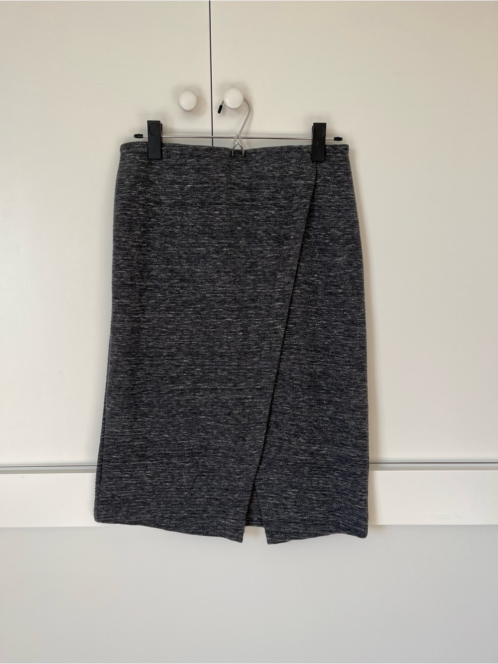 LOFT Charcoal Melange Wrap-Front Pencil Skirt